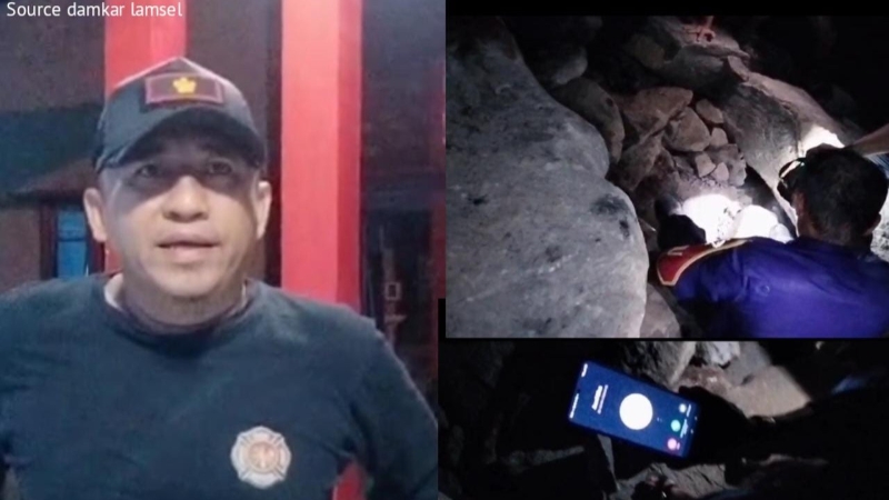 Ada Laporan HP Warga Terjatuh di Pinggir Pantai, Damkar Lamsel Gercep Datang ke Lokasi